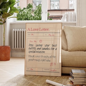 Liebesbrief Poster / Liebesbrief Poster / Selbstliebe Poster / Selbstliebe Wandkunst / Rosa Positivität / Selbstfürsorge / ästhetisches Zimmerdekor
