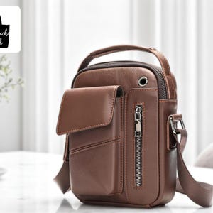 Sac à main messager en toile unisexe | bandoulière | Cartable pour ordinateur portable | Détails en cuir végétalien | Idée cadeau pour les fêtes