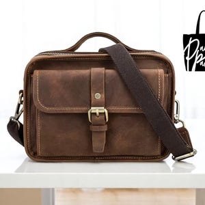 Borsa in pelle vegana da uomo / Piccola borsa a tracolla / Mini marsupio essenziale / Organizer da viaggio per telefono / Borsa a tracolla casual per lui