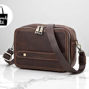 Mini bolsa transversal de couro sintético | Bolsa tiracolo retrô masculina | Bolsa pequena tipo carteiro | Bolsa clutch casual | Acessórios de viagem para ele