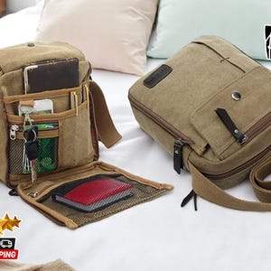 porté épaule en toile | Sac messager à bandoulière personnalisé | sacoche pour voyage d'affaires | Cadeau d'anniversaire personnalisé pour lui | Sac à bandoulière résistant
