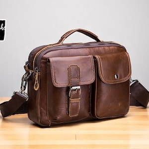 Sac messager en cuir pour hommes | bandoulière à bandoulière | Organiseur de voyage multi-poches | Mallette de transport quotidienne | Porte-documents à bandoulière réglable