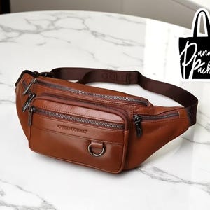 Stylish Leather Waist Bag | Men’s Crossbody Sling | Retro Fanny Pack | Travel Bum Belt Purse | Lightweight & Durable Accessories