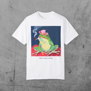 This Is Not A Frog Funny Frog T-Shirt Quirky Unisex Graphic Tee Cute Frog Smoking Pipe Shirt Casual Streetwear Gift for Men and Women image 4