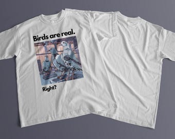 Birds Aren't Real T-Shirt: Funny Pigeon Conspiracy Graphic Tee