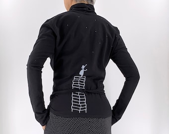 Top enveloppant de yoga en coton de taille plus avec dessin de petite fille et application d’étoiles perlées en taille xl xxl xxxl, chemise enveloppante Reach for the stars