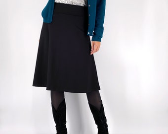 Stretch Solid Color Cotton Skirt in Raspberry red / Black / Charcoal Gray / Teal Blue / Navy blue / Purple / Red in sizes S, M, L, XL