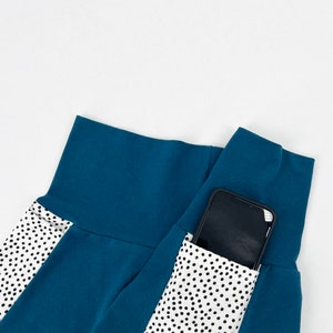 Jupe couvrante en coton bleu sarcelle, rallonge de chemise, jupe superposée avec poches, jupe bohème festival, jupe couverture pour leggings ou pantalon de yoga image 9