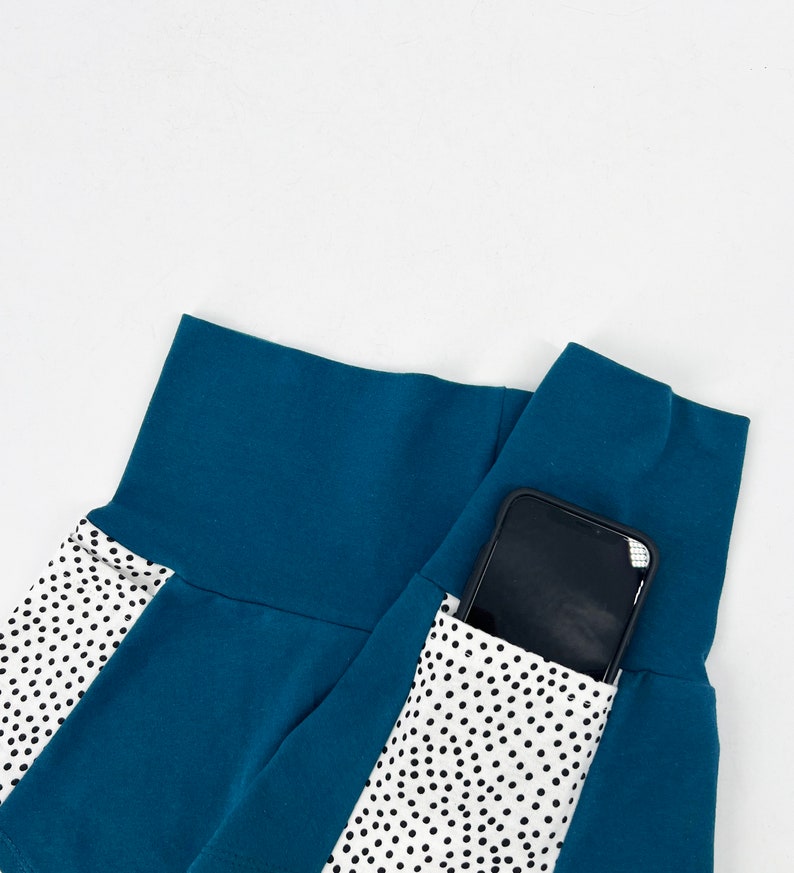 Jupe couvrante en coton bleu sarcelle, rallonge de chemise, jupe superposée avec poches, jupe bohème festival, jupe couverture pour leggings ou pantalon de yoga image 9