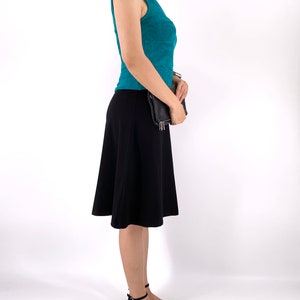 Stretch Solid Color Cotton Skirt in Raspberry red / Black / Charcoal Gray / Teal Blue / Navy blue / Purple / Red in sizes S, M, L, XL image 3