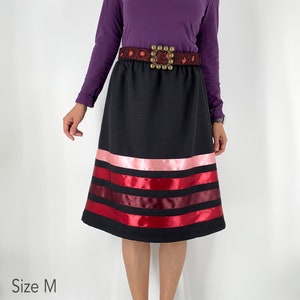 Elegant Ribbon Skirt . Handmade Black Skirt with Red Burgundy Pink Ribbons image 8