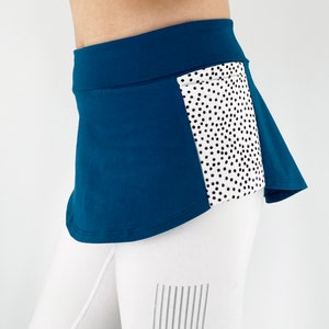 Jupe couvrante en coton bleu sarcelle, rallonge de chemise, jupe superposée avec poches, jupe bohème festival, jupe couverture pour leggings ou pantalon de yoga image 2