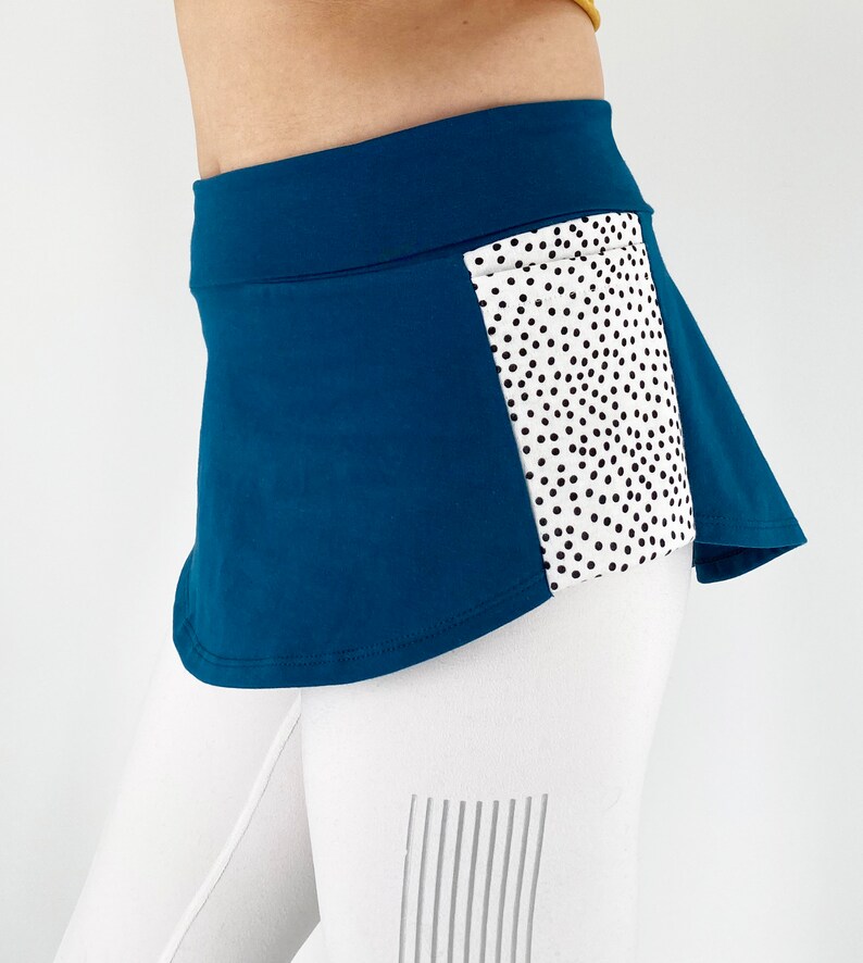 Jupe couvrante en coton bleu sarcelle, rallonge de chemise, jupe superposée avec poches, jupe bohème festival, jupe couverture pour leggings ou pantalon de yoga image 2