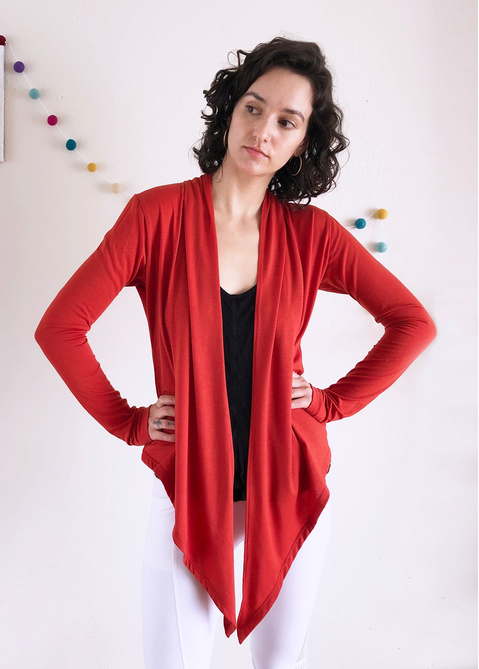 Soft Jersey Knit Wrap Blouse in Charcoal Gray Burnt Orange Etsy