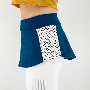 Teal blue cotton cover up skirt, shirt extender, layering skirt with pockets, festival boho skirt, cover skirt for leggings or yoga pants