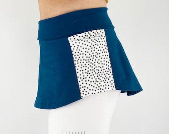 Gonna in cotone color verde acqua: gonna a strati con tasche a pois
