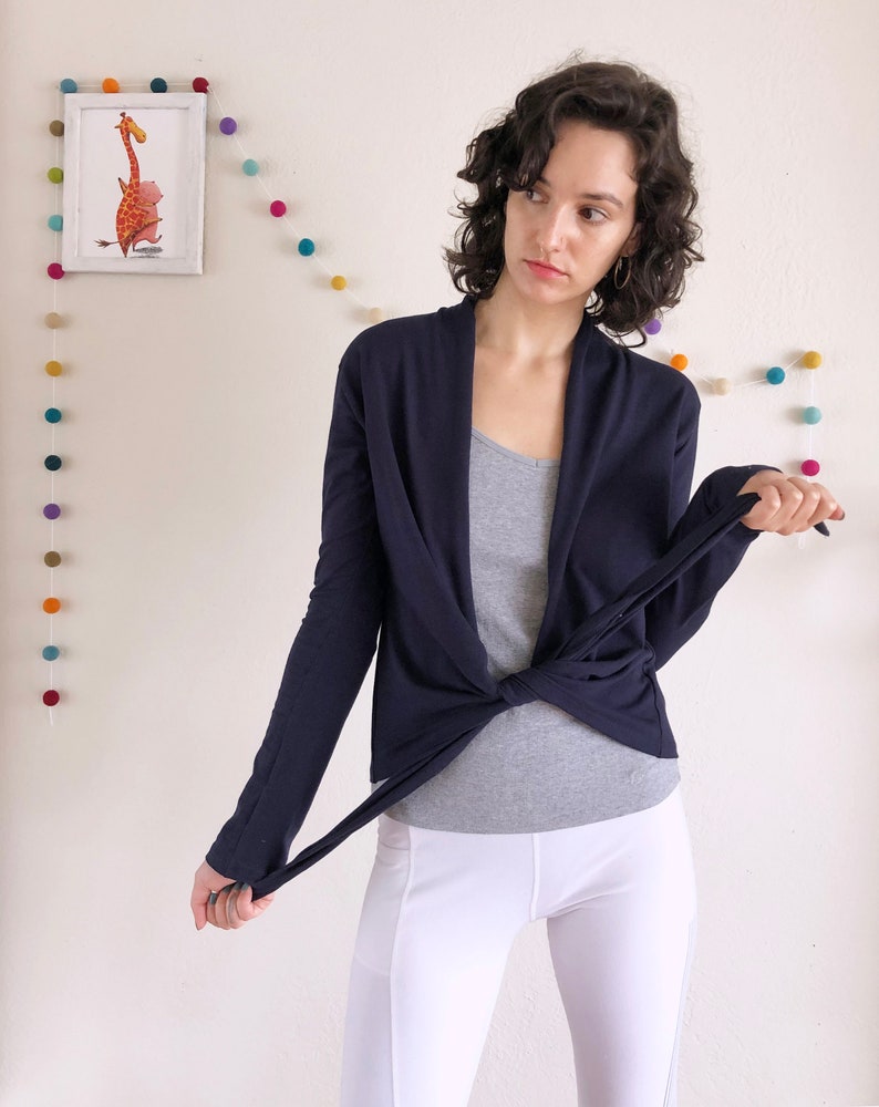 Plus Size Cotton Jersey Wrap Shirt in Black Teal Blue Navy Etsy