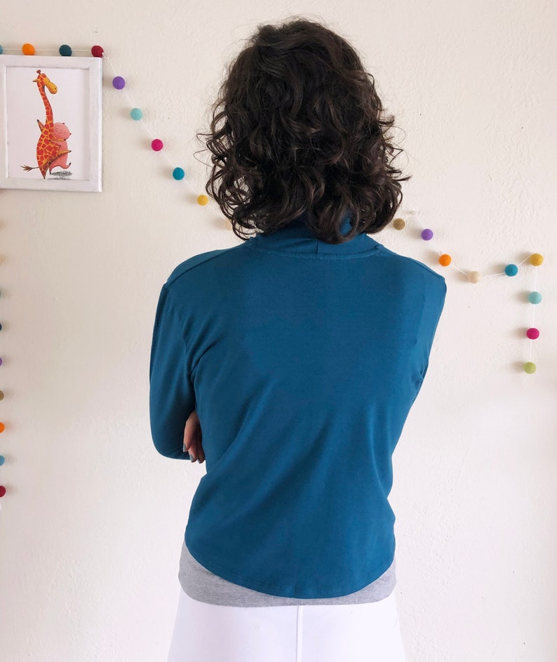 Plus Size Cotton Jersey Wrap Shirt in Black Teal Blue Navy Etsy