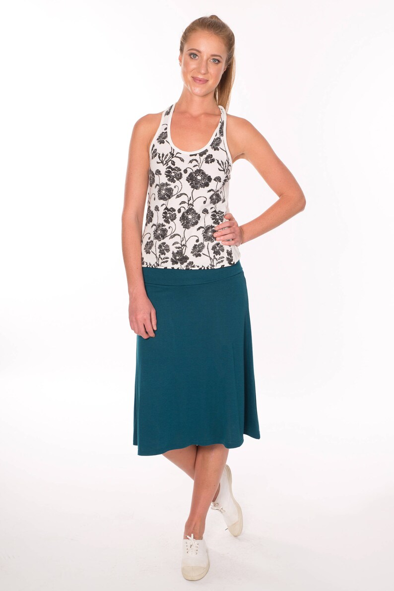 Solid Color Skirt Knee Length Pull on Fold over Elastic Waist Etsy