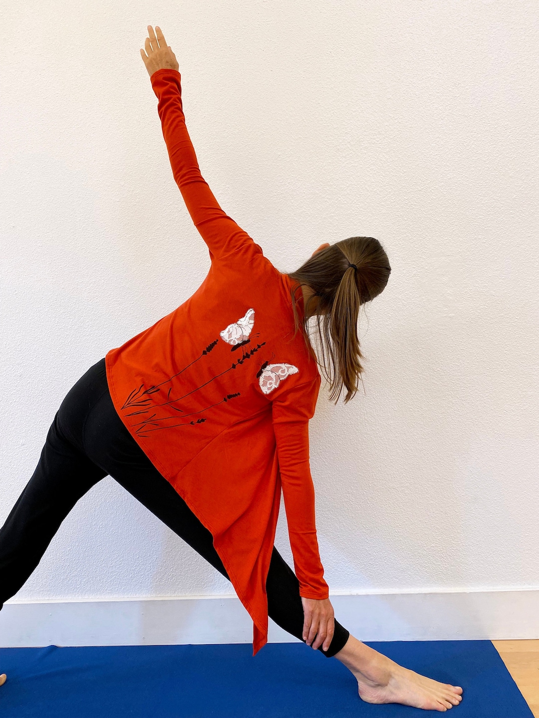 Burnt Orange Plus Size Wrap Sweater With Butterfly Lace Etsy