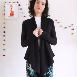 Plus size cotton jersey wrap top in Black, Teal Blue, Stretchy wrap cardigan in 2xl and 3xl, Plus size clothing boho chic image 6
