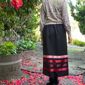 Elegant Ribbon Skirt . Handmade Black Skirt with Red Burgundy Pink Ribbons image 2