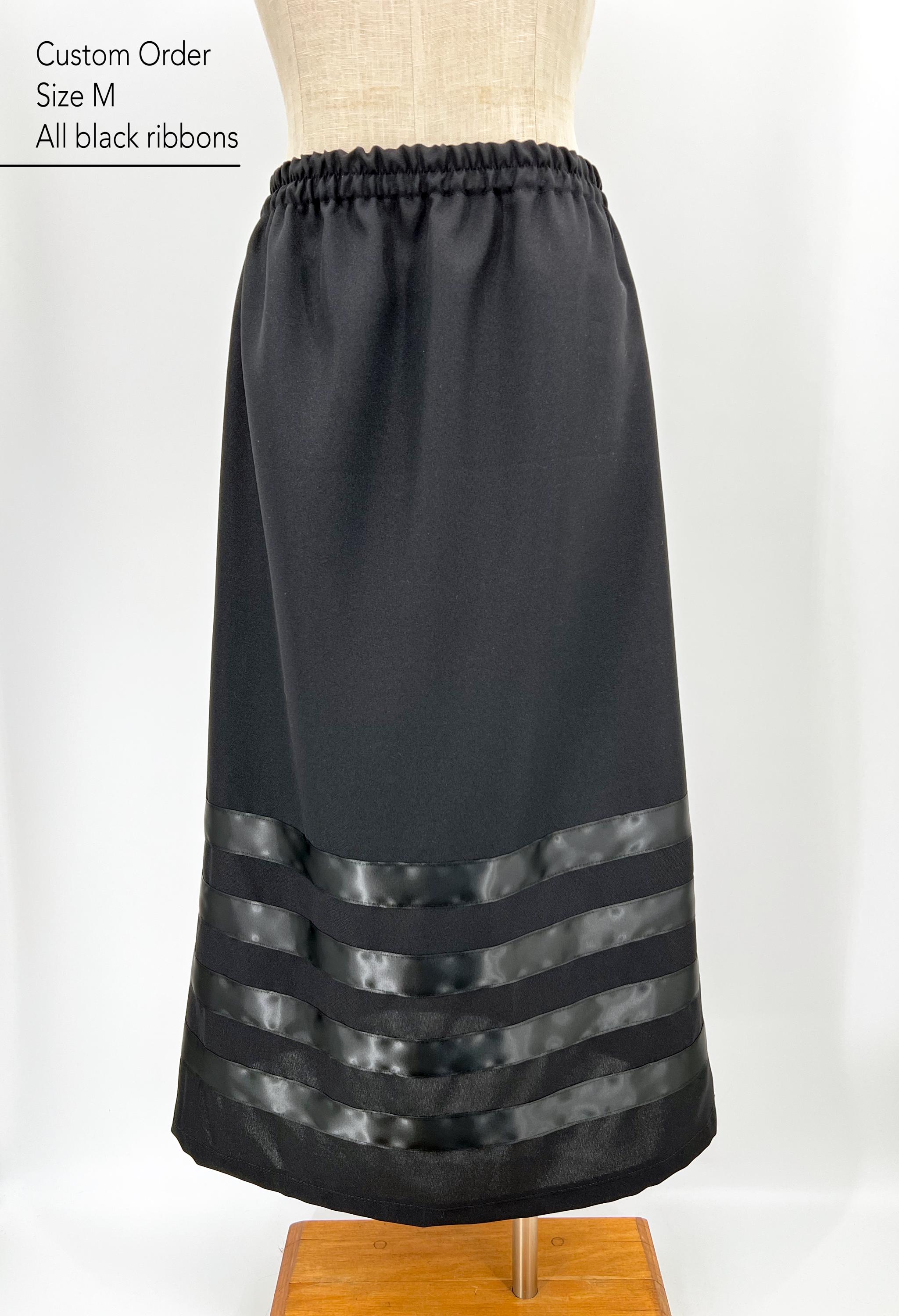 Elegant Ribbon Skirt . Handmade Black Skirt With Red Burgundy Pink