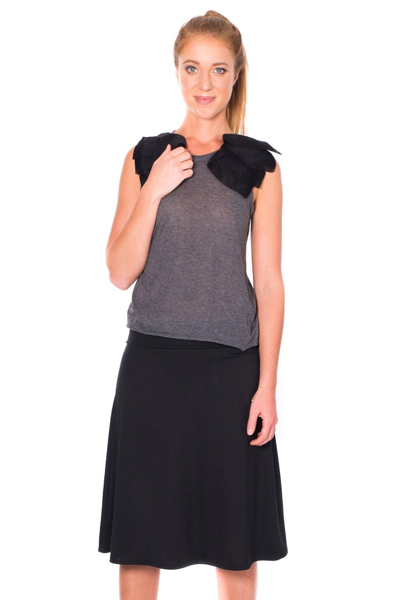 Solid Color Skirt Knee Length Pull on Fold over Elastic Waist Etsy