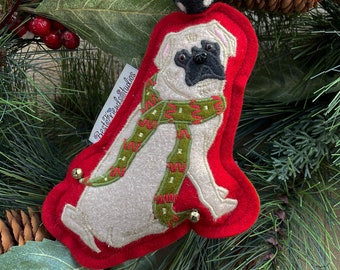 Pug Christmas Ornament, Celebrate Your Pug with Her Own Ornament for the Tree, Dog Ornament