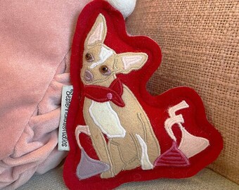 Chihuahua Valentine's Day Ornament 100% Wool Felt