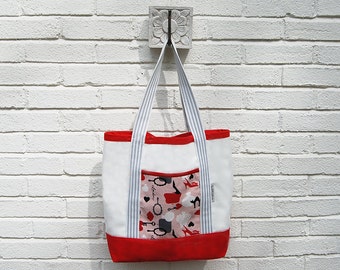 Valentine's Day Tote: Cats, High Heels, Vanity Mirror, Hearts, and London Canvas Tote Bag