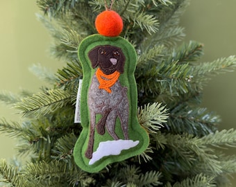 Handmade Wool Felt German Shorthaired Pointer Christmas Ornament, Hunting Dog Gift