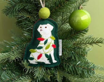 Handmade 100% Wool Felt Yellow Labrador Dog Ornament