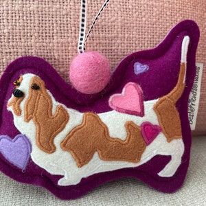 Valentine's Day Bassett Hound Ornament image 1