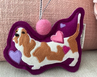 Valentine's Day Bassett Hound Ornament