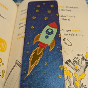 Kids Rakete Lesezeichen 3D gedruckt, Option für individuelle Namen