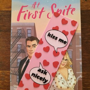Kiss Me Bookmark, 3D printed cartoon style with hearts