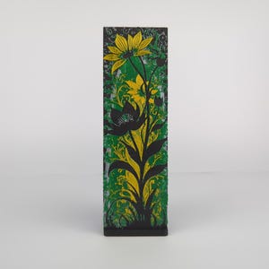 Fantasy Blumen Lesezeichen 3D gedruckt in grün, schwarz & gelb