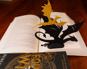 Dragon-bladwijzer en boekenplankdisplay 3D-geprint - Fourth Wing-fans