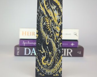 Lucky Dragon-bladwijzer 3D-geprint in goud, wit en zwart