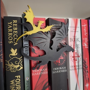Double Dragons magnetic, 3D printed bookshelf display - Fourth Wing fans