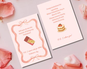 Funny Valentine's Day Card with Cake & Chocolate Design for lovers and partners (PDF Download)
