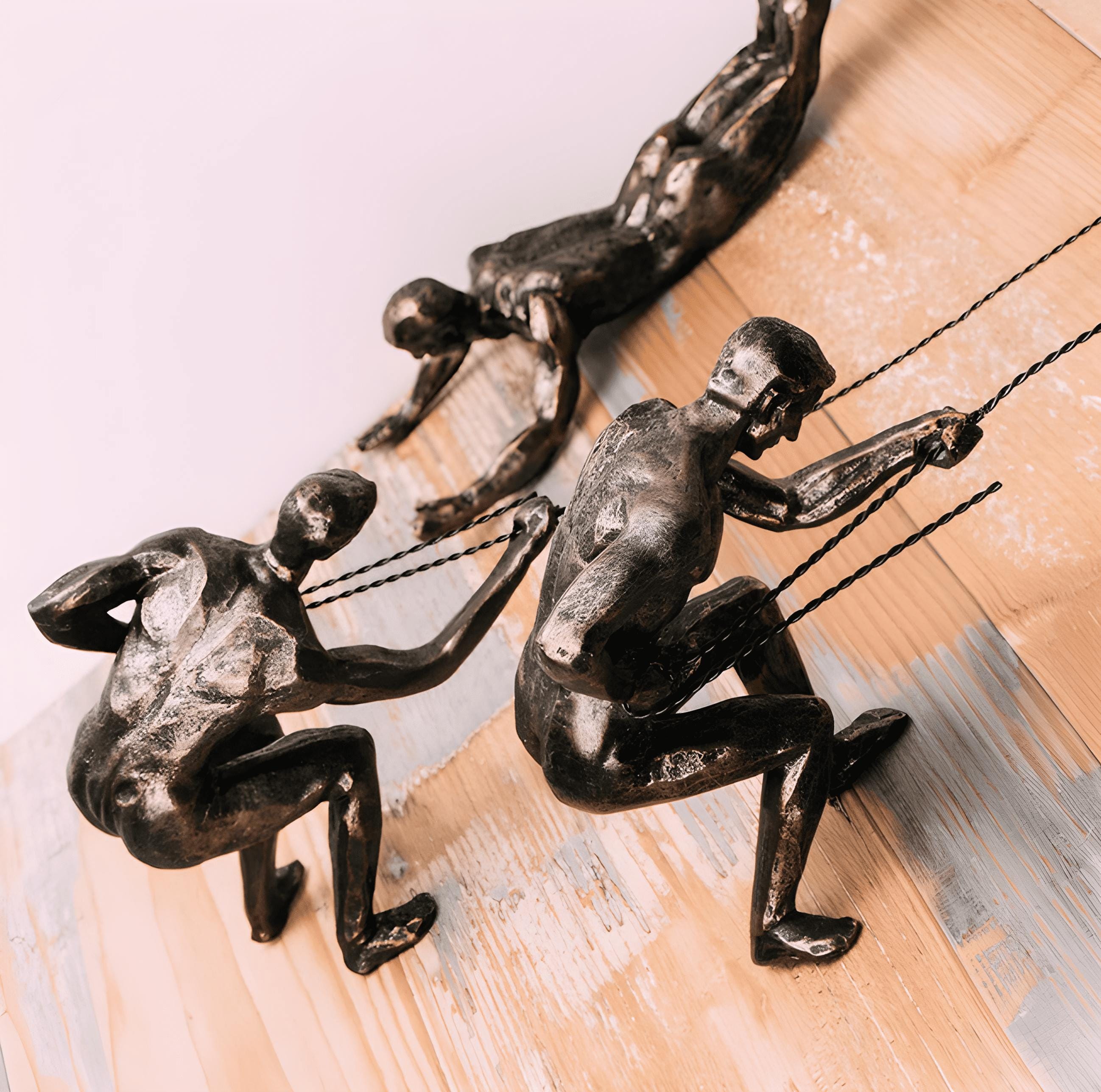 Climbing Man Wall Sculpture: Polyresin Rock Climbing Decor, Set of 6