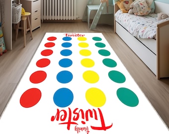 Twister Rug, Game Area Rug, Custom Family Game Carpet, Housewarming Gift, Board Game Rug, Kids Rug, Christmas Gift, Best Gift, Nursery Game
