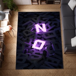 Alfombra de diseño NO, alfombra motivacional moderna, alfombra que brilla en la oscuridad, alfombra decorativa con letras en 3D, alfombra inspiradora para el hogar, alfombra para sala de juegos