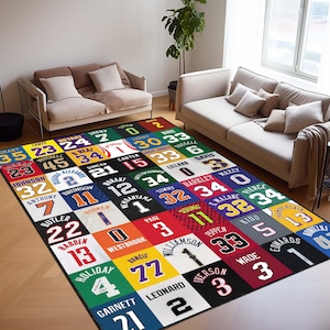 Basketball Legends Teppich Collage, NBA Spieler Jersey Teppich, Man Höhle Teppich, Weicher Baby Teppich, Wählen Sie Ihre eigenen Spieler, Personalisierte Spieler