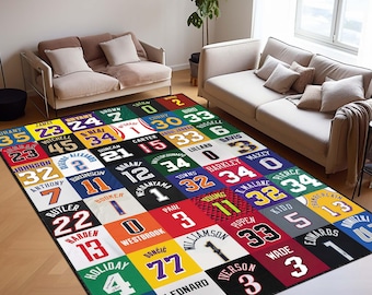 NASCAR Racing Area Rug, Race Car Bedroom Rug, Checkered Flag