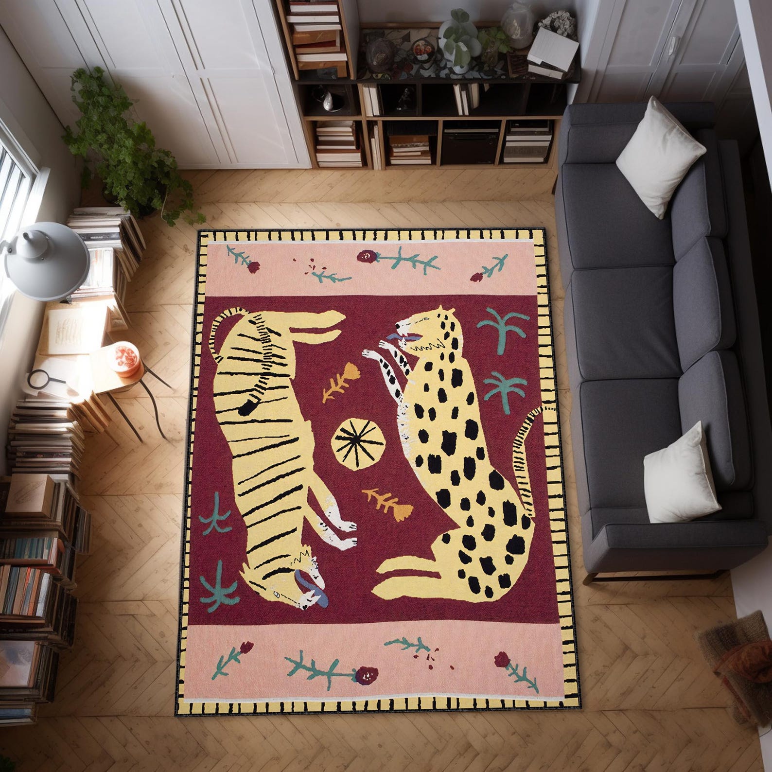 Preppy Tiger Rug Tibetan Tiger Rug, Area Rug, African Tiger Carpet, Housewarming Gift ...