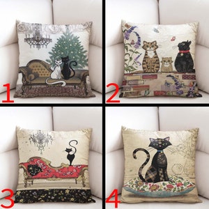 Cat Pillow Case, Love Cat Pillow Cover, Sham Pillowcase, Colorful Pillow, Throw Pillow Case, Custom Pillow Cover, Cartoon Pillow Case,