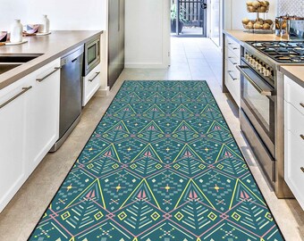 Boho Tribal Runner Rug, Geometric Aztec Hallway Carpet, Colorful Southwestern Pattern Rug, Modern Bohemian Home Decor, Soft Non-Slip Mat